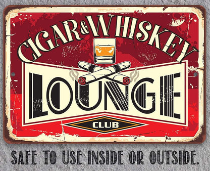 Cigar & Whiskey Lounge - Metal Sign