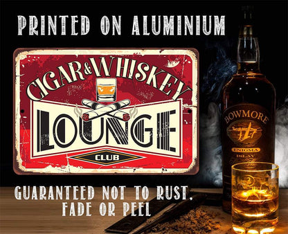 Cigar & Whiskey Lounge - Metal Sign
